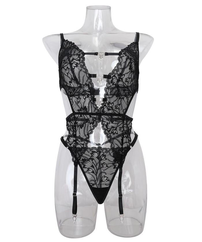 Black Lace Cutout Strappy Lingerie