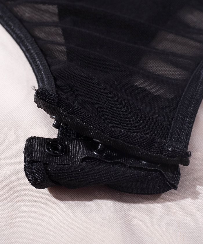 BlackStrappyCutoutBodysuitLingerie