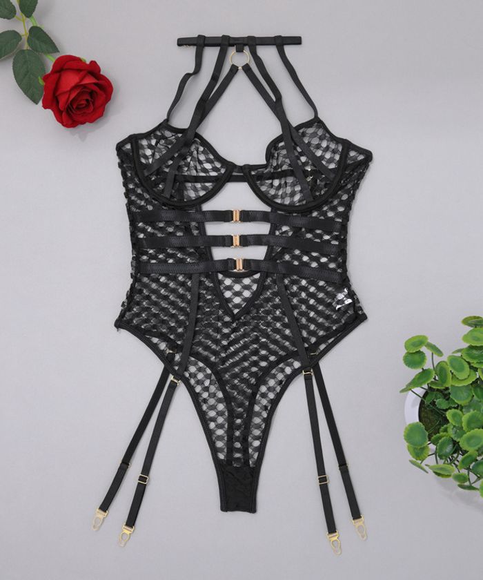 Black Sultry Lace-Up Corset Lingerie