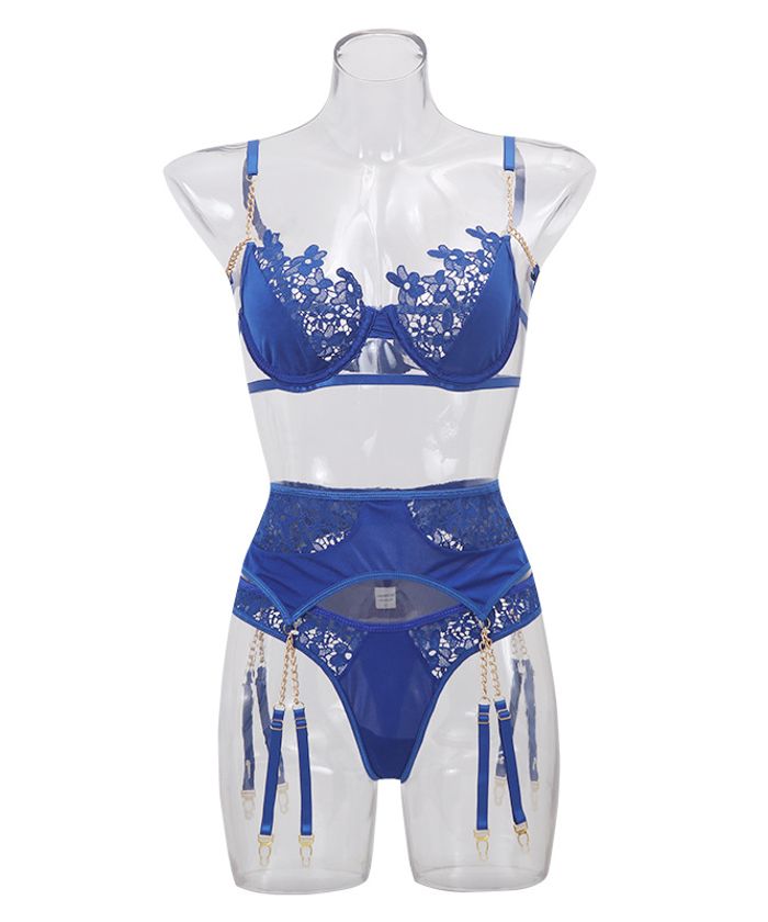 Blue Bold Cut-Out Strappy Lingerie