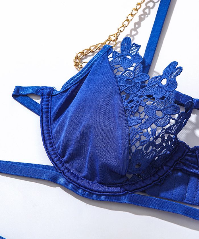 Blue Bold Cut-Out Strappy Lingerie