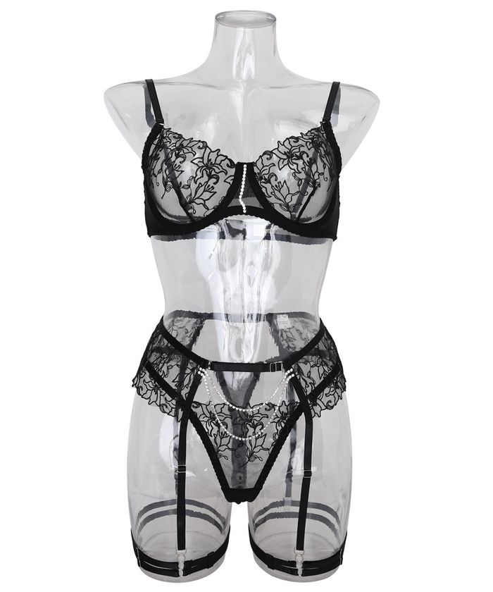 Chain Floral Embroidery Lingerie