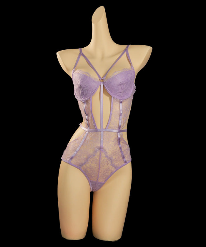 Lavender Delicate Lace Cut-Out Lingerie (1)