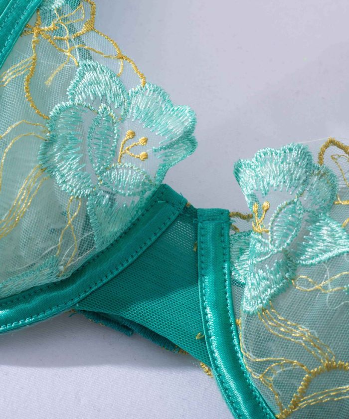 Light Green Sheer Mesh Underwire Lingerie