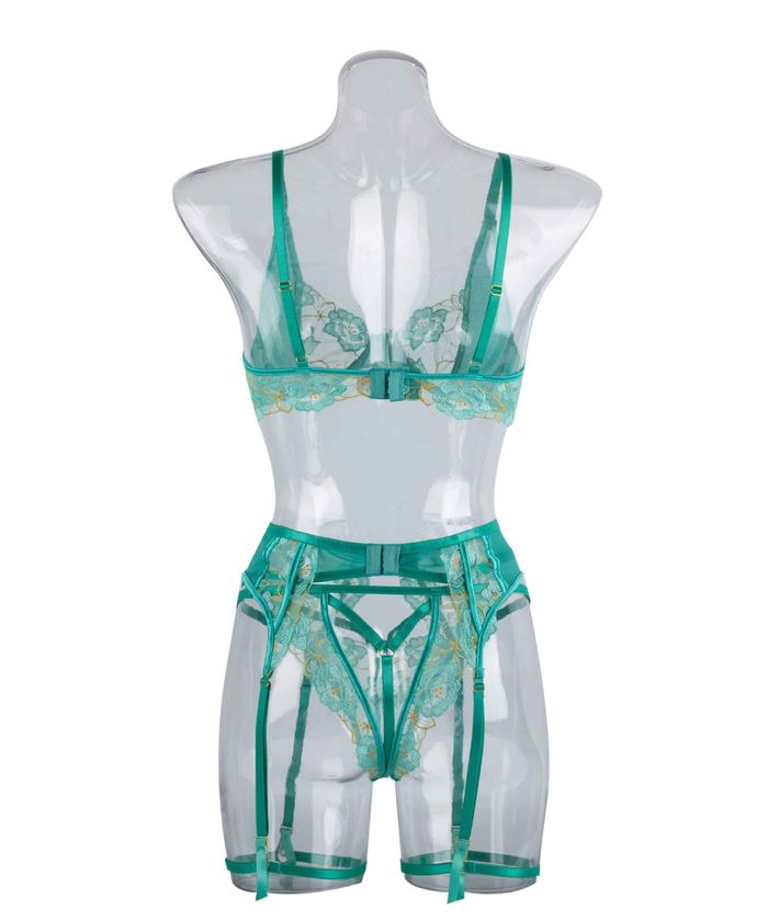 Light Green Sheer Mesh Underwire Lingerie