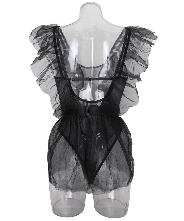 Mesh Bodysuit Puff Skirt Lingerie