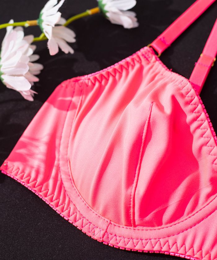 Neon Pink Strappy High Waist Lingerie