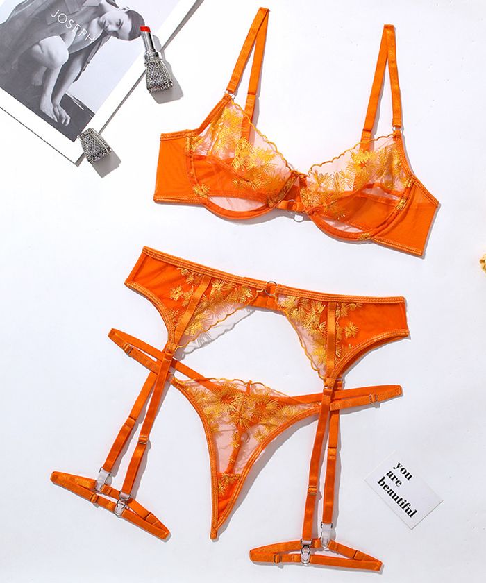 Orange_Sheer_Floral_Lace_Lingerie_6