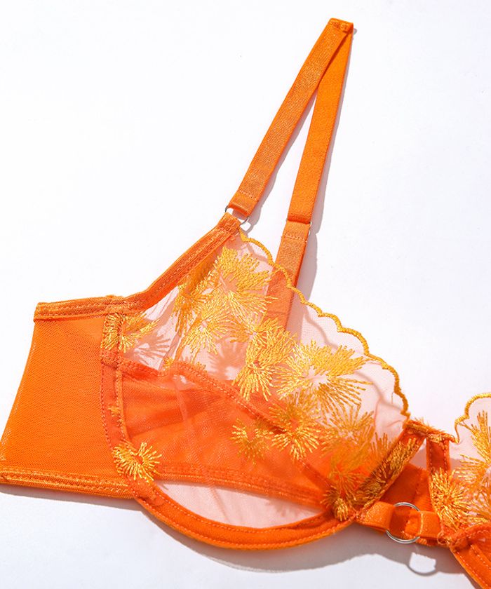 Orange_Sheer_Floral_Lace_Lingerie_7