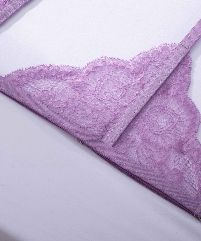 Purple Lace Underwire Strappy Lingerie