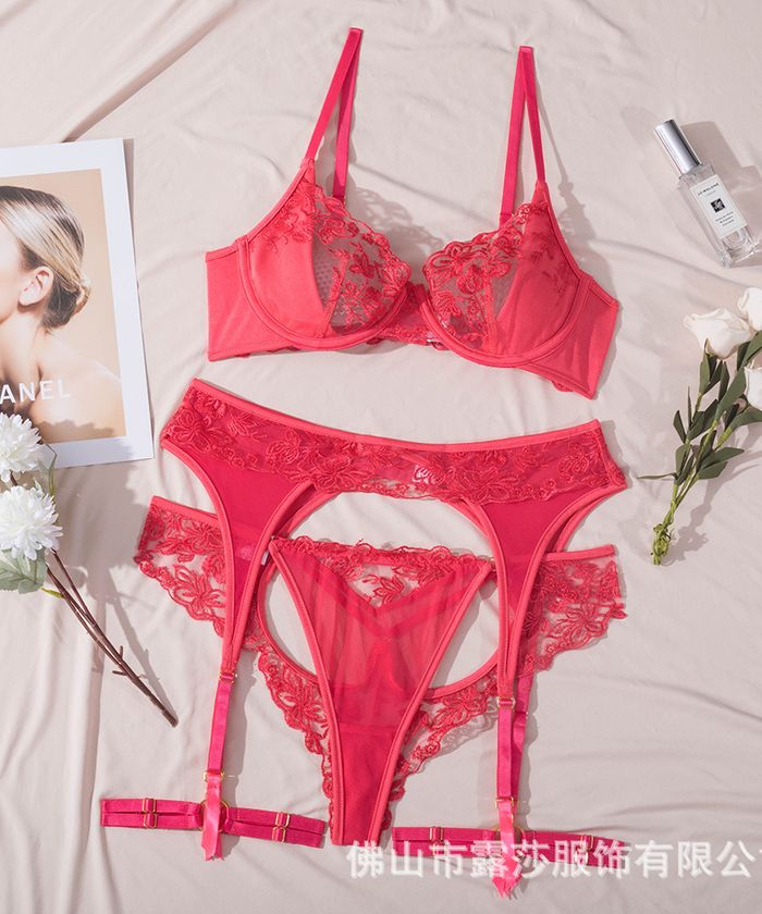 Red Sheer Mesh Cutout Lingerie