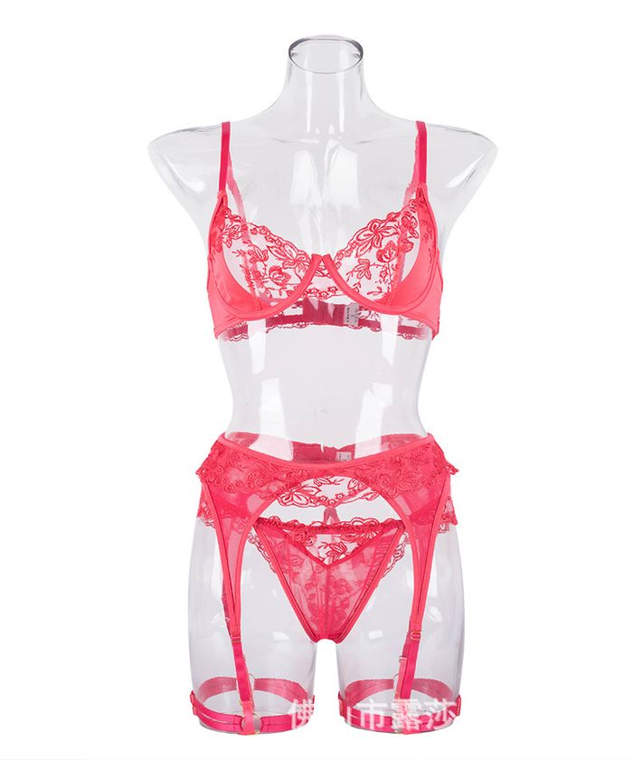 Red Sheer Mesh Cutout Lingerie