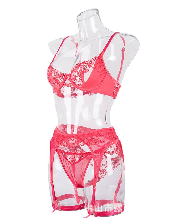 Red Sheer Mesh Cutout Lingerie