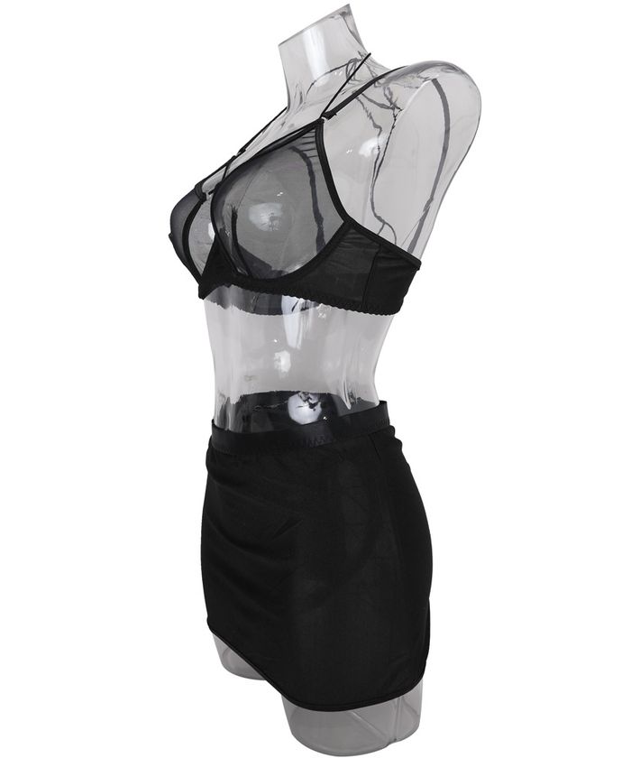 Sheer Mesh Mini Skirt Lingerie