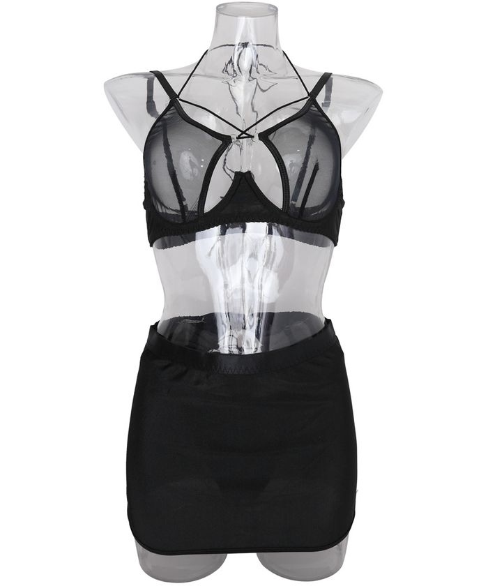 Sheer Mesh Mini Skirt Lingerie