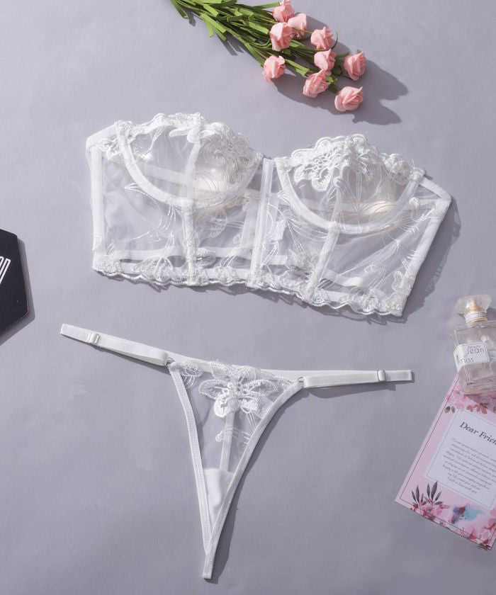 Sheer Embroidered Strappy Lingerie