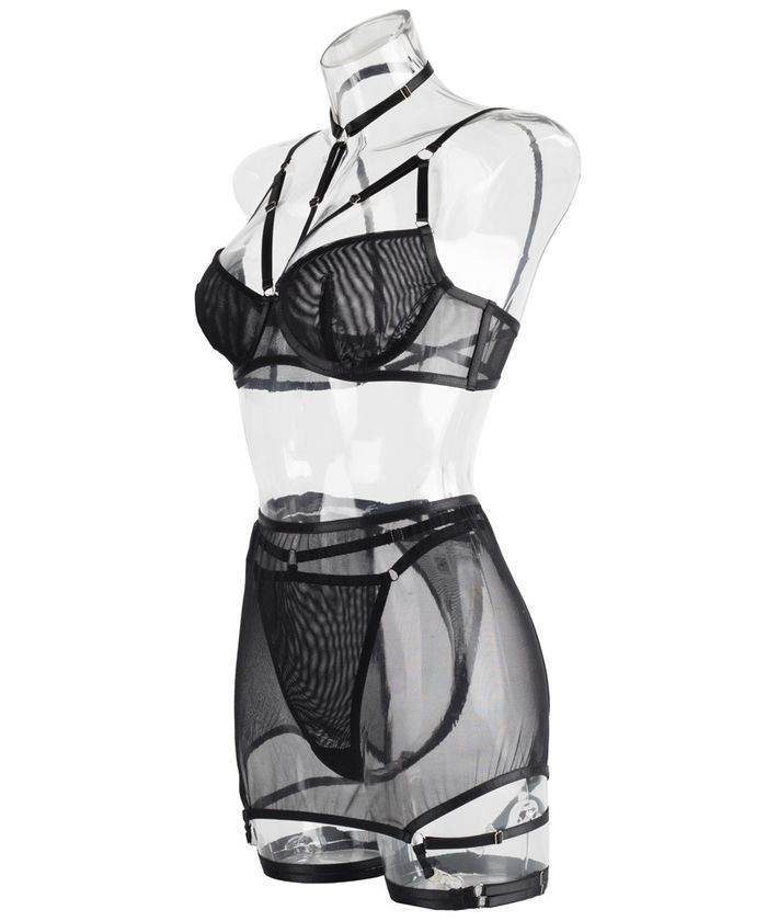 Strappy Mesh Choker Lingerie