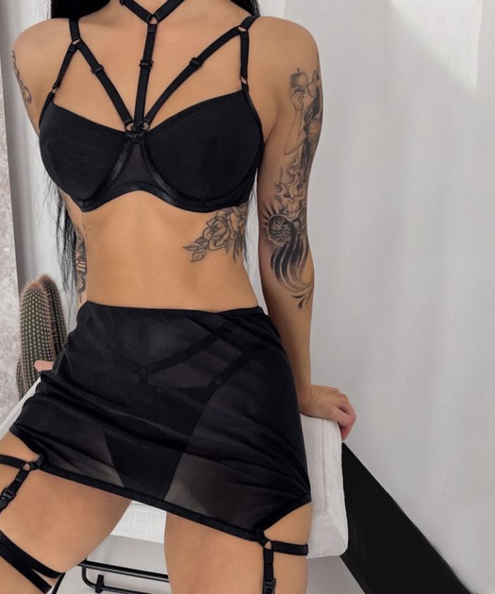 Strappy Mesh Choker Lingerie