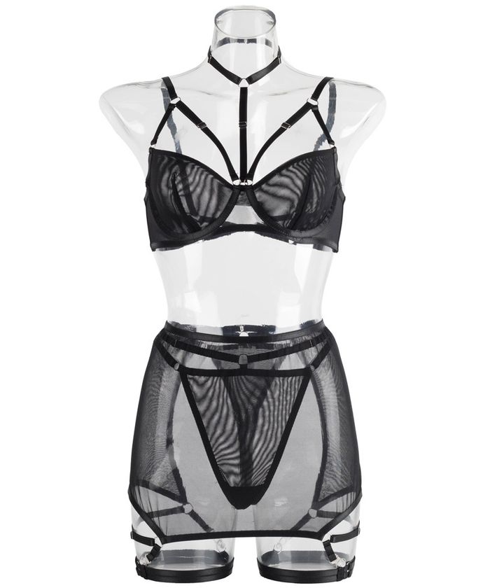 Strappy Mesh Choker Lingerie